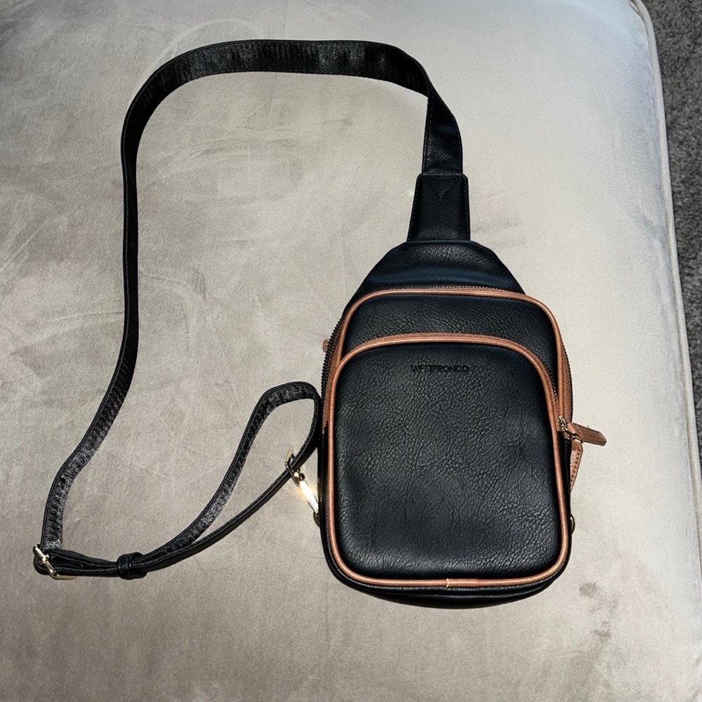 West Bronco Black Brown Crossbody Sling